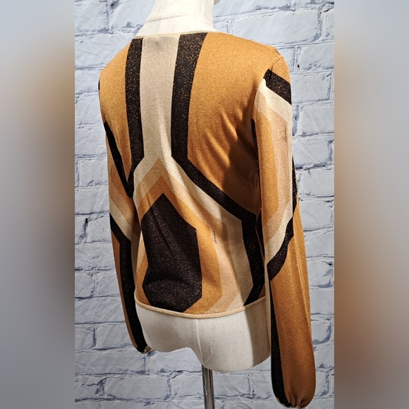 Gucci by Tom Ford Runway Gold Metallic Lurex Knit Long Sleeve Top Y2K  2000 XS - Picture 12 of 15